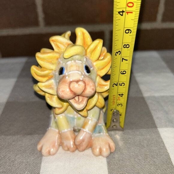 ATHENA BOULGARIDES KoKo Originals 2002 PASTEL Patchwork LION Figurine 3" Ceramic - Picture 6 of 6